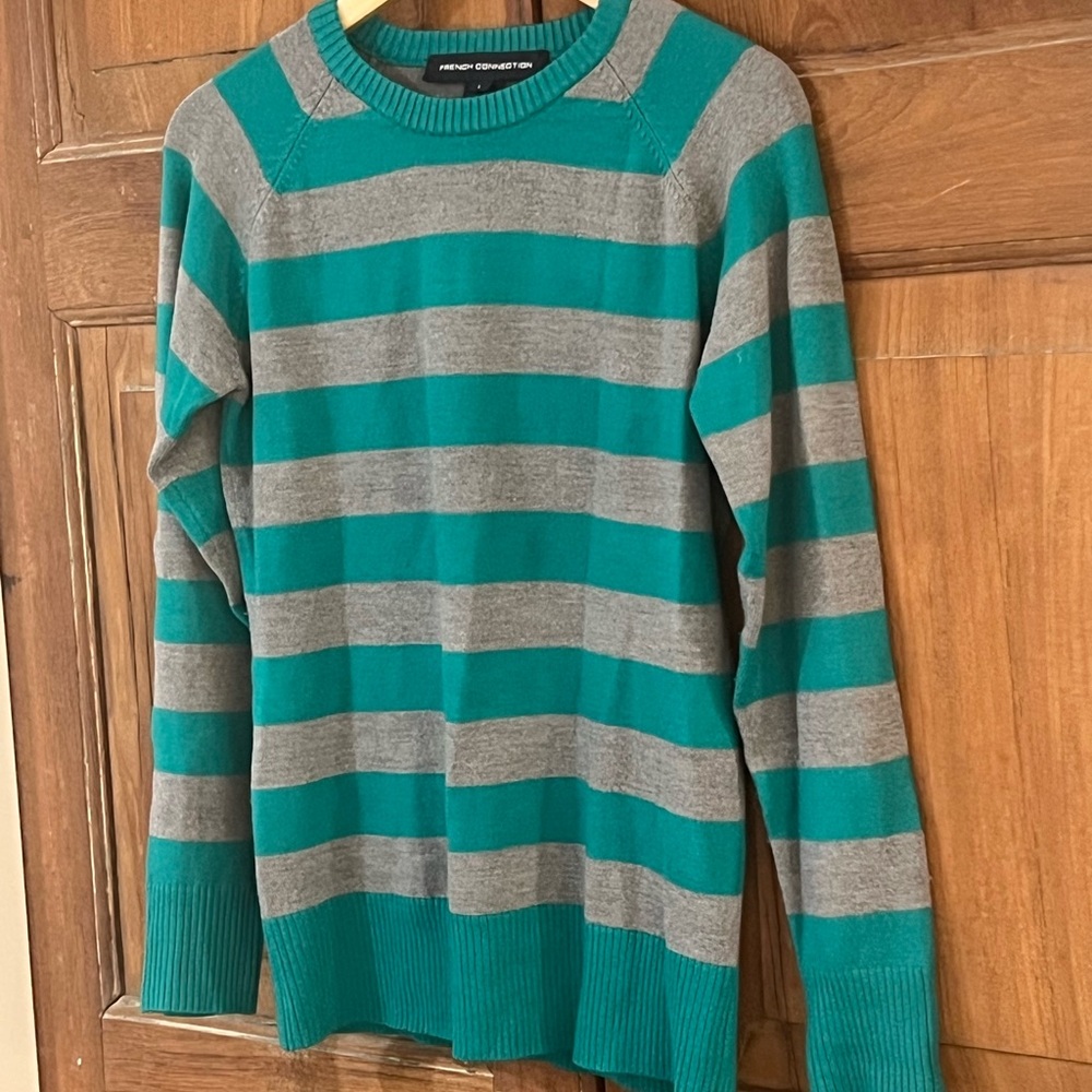 French Connection Green and Gray Crewneck Sweater Super Soft!